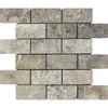 Gray Travertine 2X4 Mosaic Tumbled tile showcasing elegant brick mosaic design