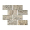 Rectangular Silver Travertine 3X6 Tumbled tiles with a stone-like appearance