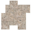 Silver Gray Travertine 4 pcs Versailles Pattern Set showcasing elegant tile mosaic design