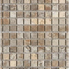 Square mosaic tile pattern of Silver Gray Travertine 5/8X5/8 Tumbled Mosaic Tile