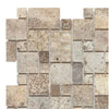 Silver Gray Travertine Micro-Pattern Mini-Versailles Tile Tumbled Mosaic Sheet