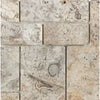 Silver Gray Travertine OPUS Mini-Pattern Interlocking Tile Tumbled Brick Wall Texture