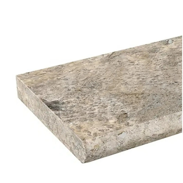 Rectangular stone slab of Silver Travertine 12X24 Pool-Coping Tumbled for outdoor use