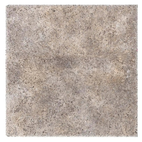 Square speckled gray tile from Silver Travertine 24X24 Paver Tumbled 3 cm thickness