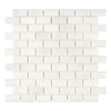 Snow White 1X2 Brick Marble Mosaic Polished featuring white rectangular mosaic tiles