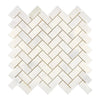 Snow White 1X2 Herringbone Marble Mosaic Polished with white herringbone tile pattern