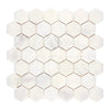 Snow White 2 Inch Hexagon Marble Mosaic Polished White Tile Sheet Display