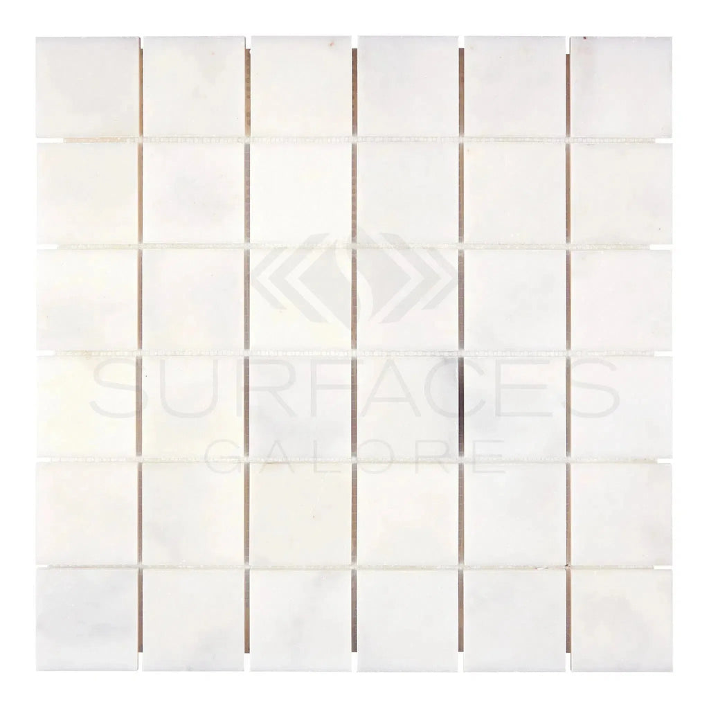 Snow White 2X2 Marble Mosaic Polished featuring white square mosaic tiles