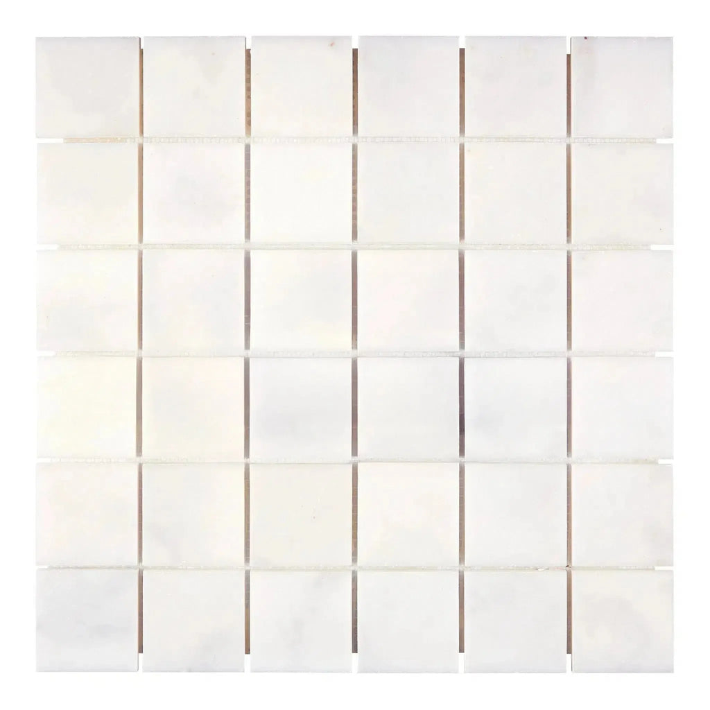 Snow White 2X2 Marble Mosaic Polished featuring elegant white square tiles