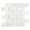 Snow White 2X4 Brick Marble Mosaic Polished Tile in White Marble Brick Design