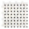 Woven white and black mosaic tile in Snow White Basketweave Marble Mosaic Polished