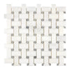 White and gray woven mosaic tile in Snow White Basketweave Marble Mosaic Polished