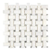 Woven white and gray mosaic tile from Snow White Basketweave Marble Mosaic Polished