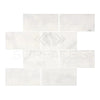 Snow White Marble 3X6 Polished subway tiles featuring white marble finish