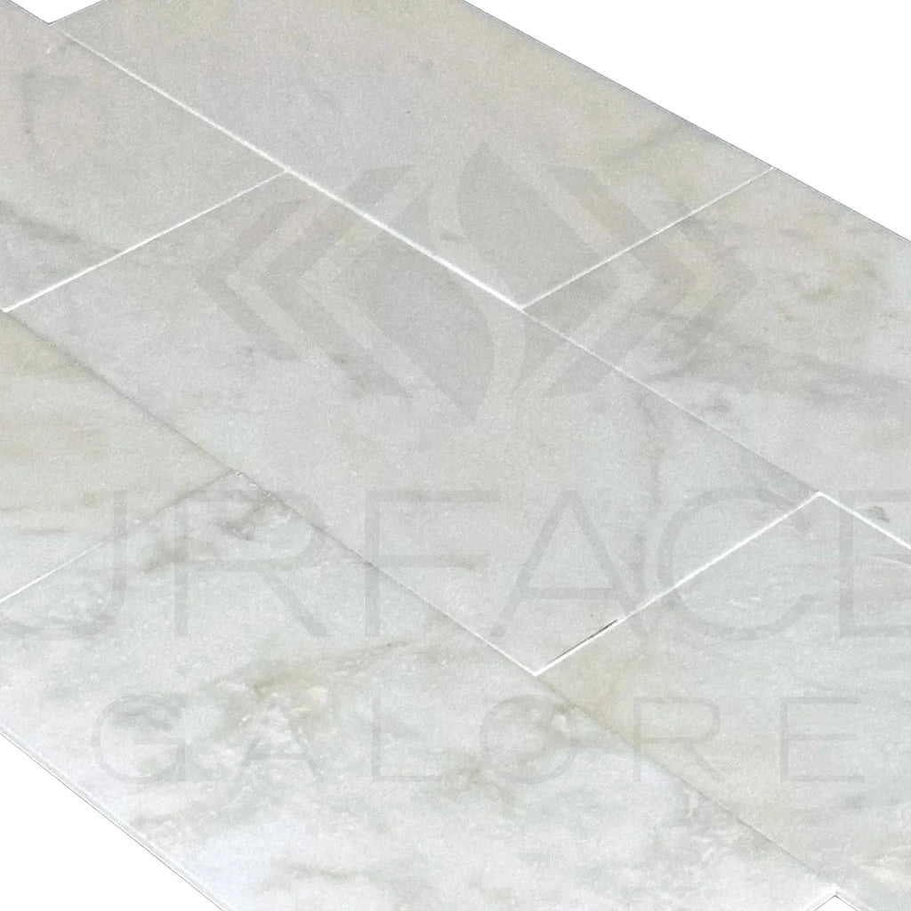 Snow White Marble Creamy 12X24 Polished Marble Tile pattern in elegant white marble design