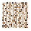 Square mosaic tile sheet featuring Spanish Mix Crema Marfil and Emp. Light and Dark Marble