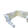 Stone-look fireplace surround featuring Split-Face Panel Travertine Set for clearance sale