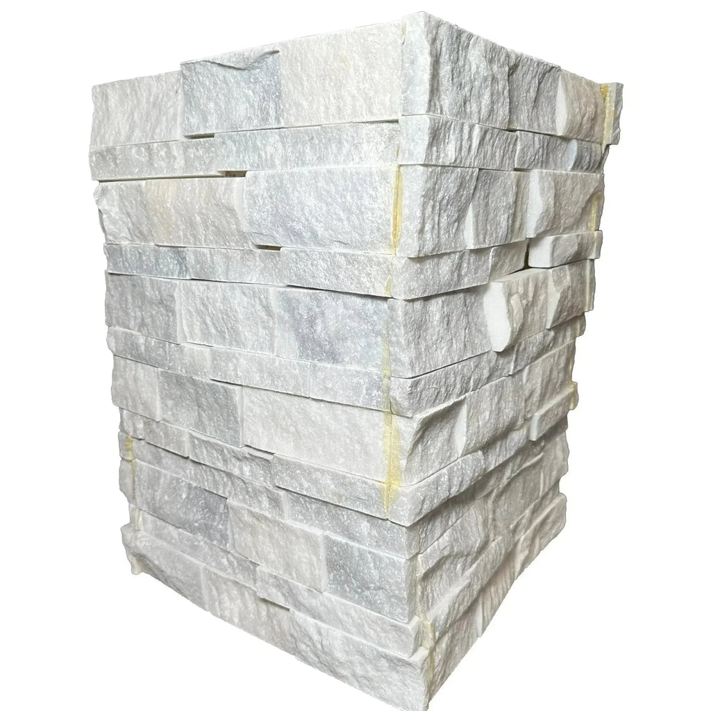 Stacked white stone veneer in Split-Face Panel Travertine Set for marble clearance sale