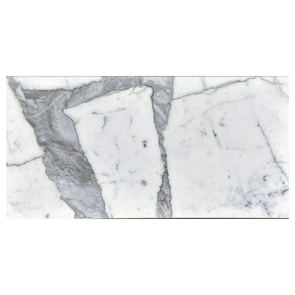 White marble slab with gray veining from Statuary-Statuario White 12X24 Italian Marble