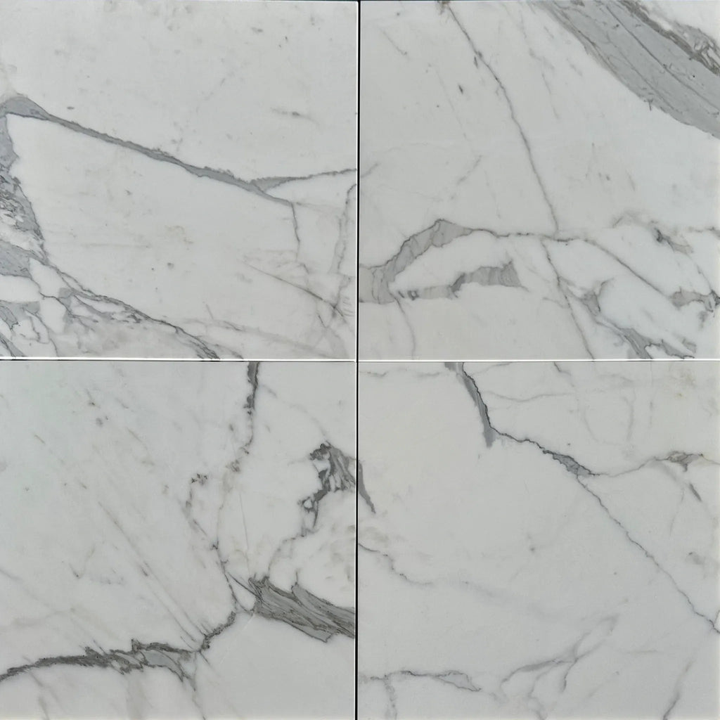 Four white marble tiles from Statuary-Statuario White 12X24 Italian Marble collection