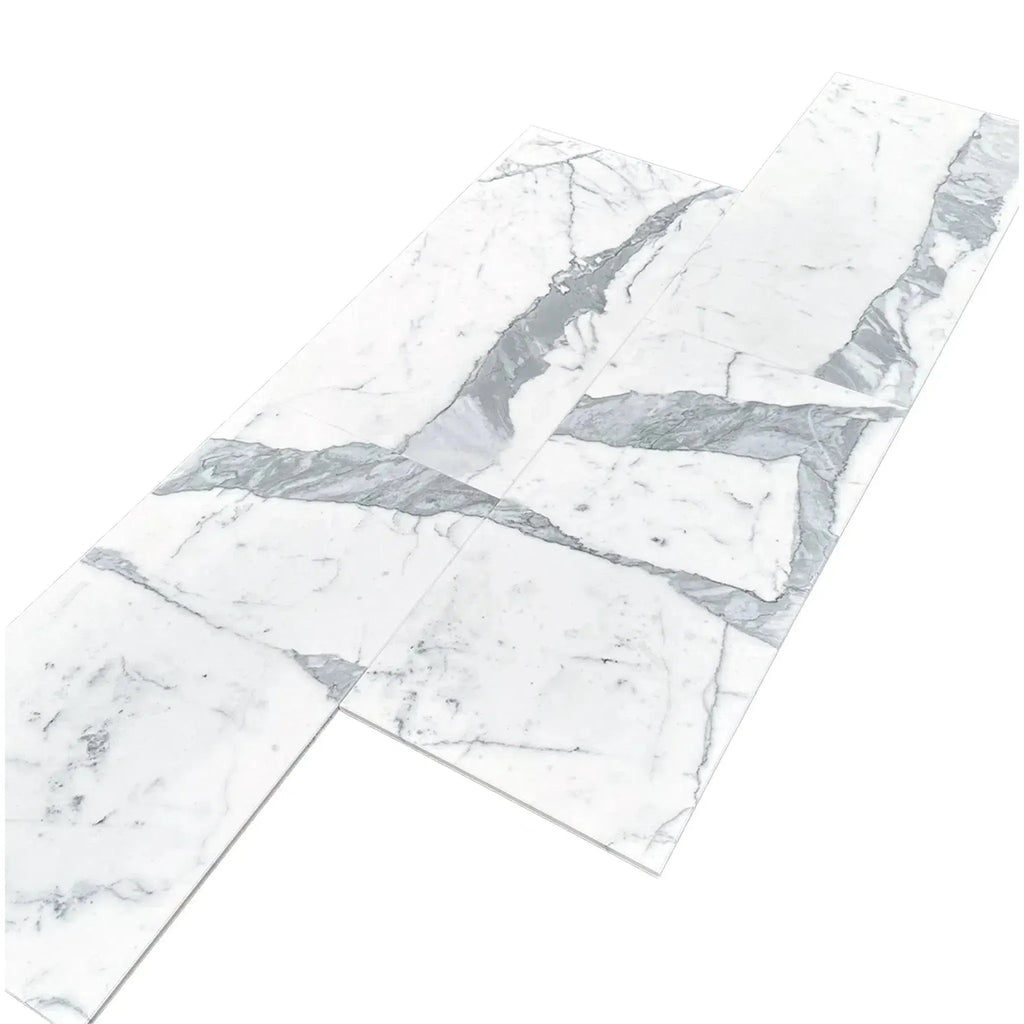 Marble-patterned vinyl floor tiles Statuary-Statuario White 12X24 Italian Marble