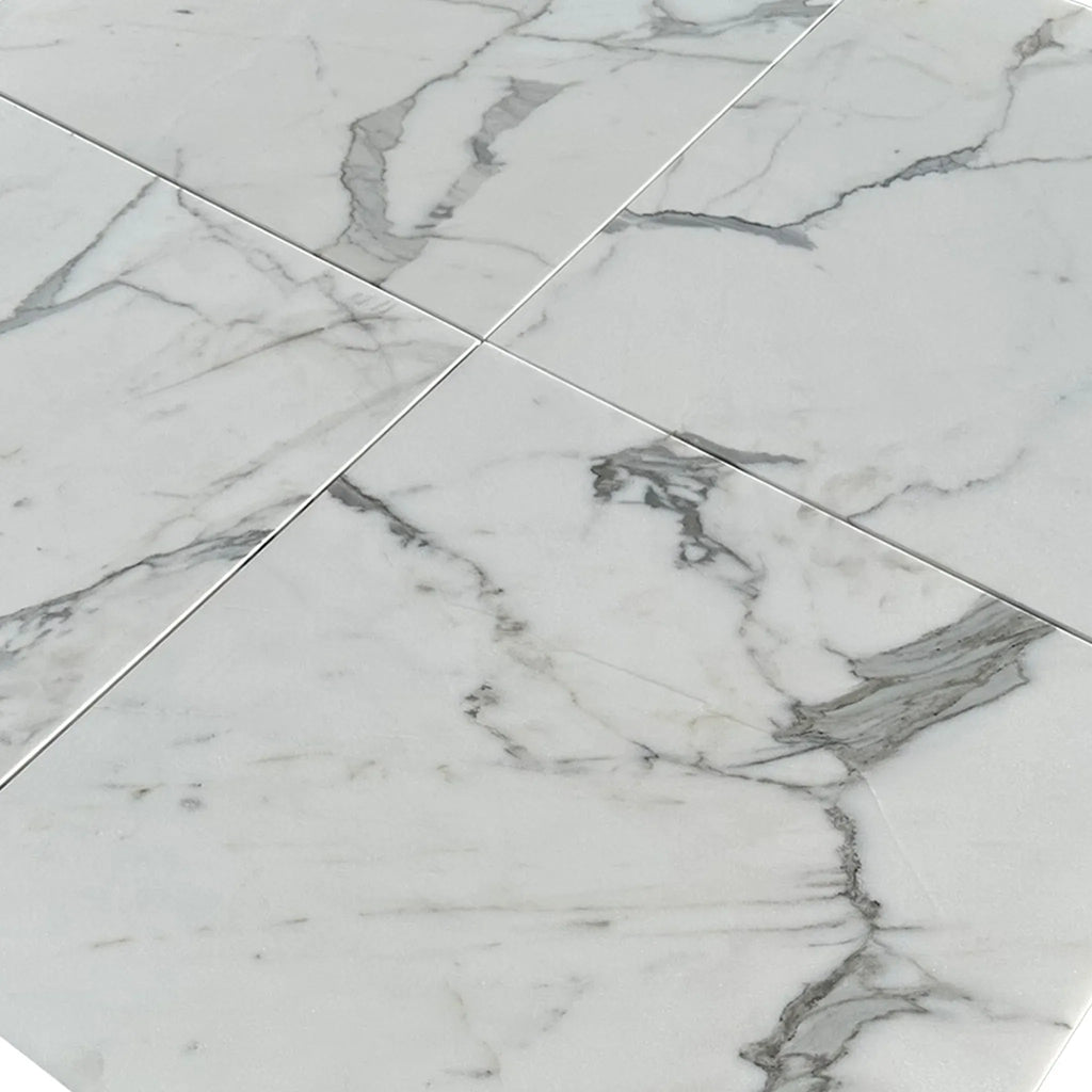 White marble tile pattern of Statuary-Statuario White 12X24 Italian Marble Polished Honed