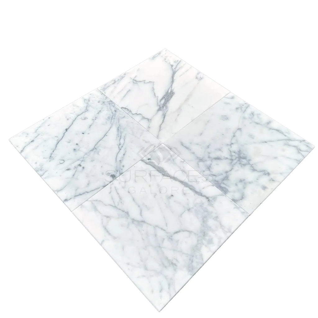 Square marble tile pattern of Statuary-Statuario White 18X18 Italian Marble