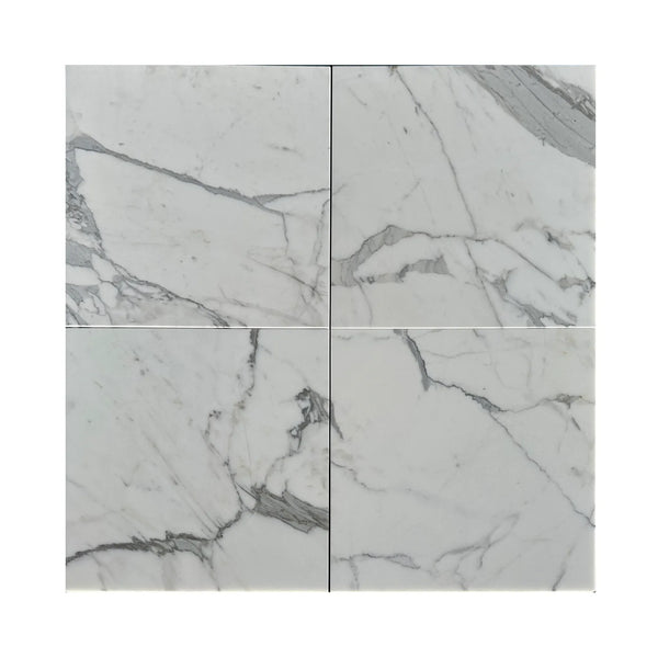 Four Statuary-Statuario White Italian marble tiles, polished or honed finish