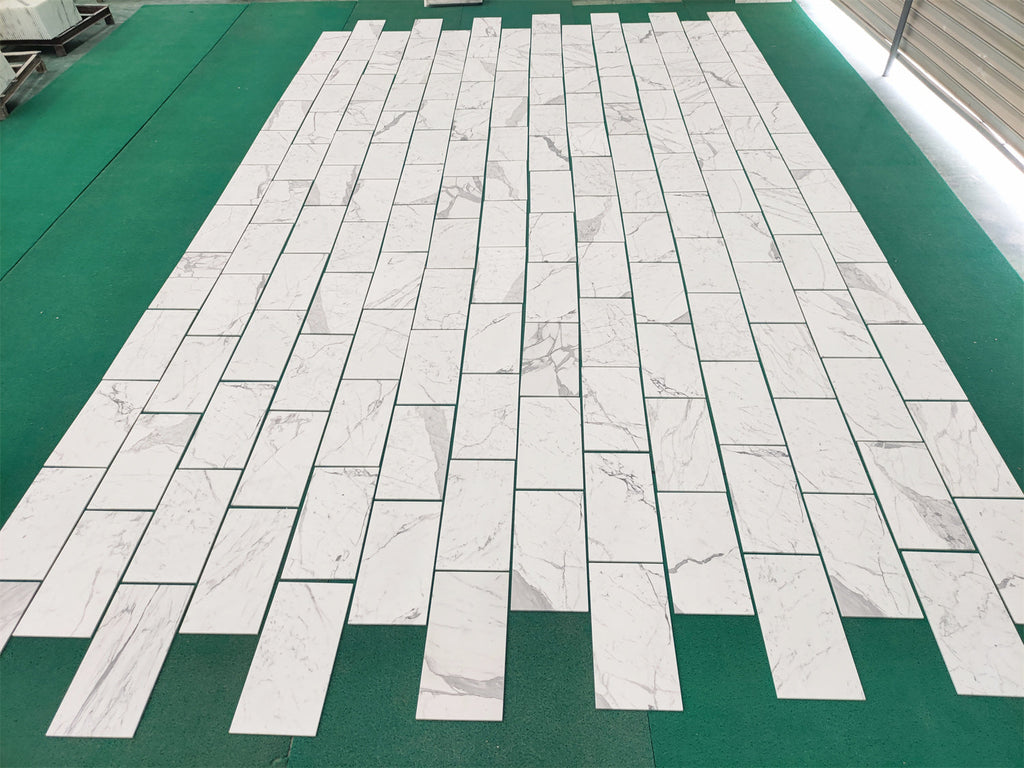 Rectangular Statuary Statuario White Italian marble tiles, polished or honed finish