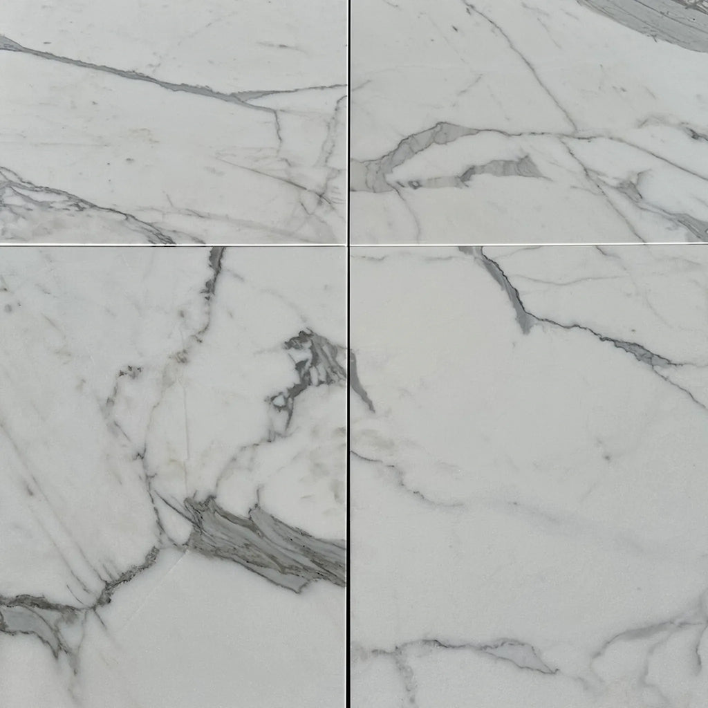 Four Statuary-Statuario White 24X24 Italian Polished or Honed Marble Tiles