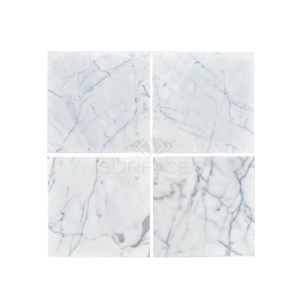 Four white marble tiles of Statuary-Statuario White 24X24 Italian Marble Polished or Honed