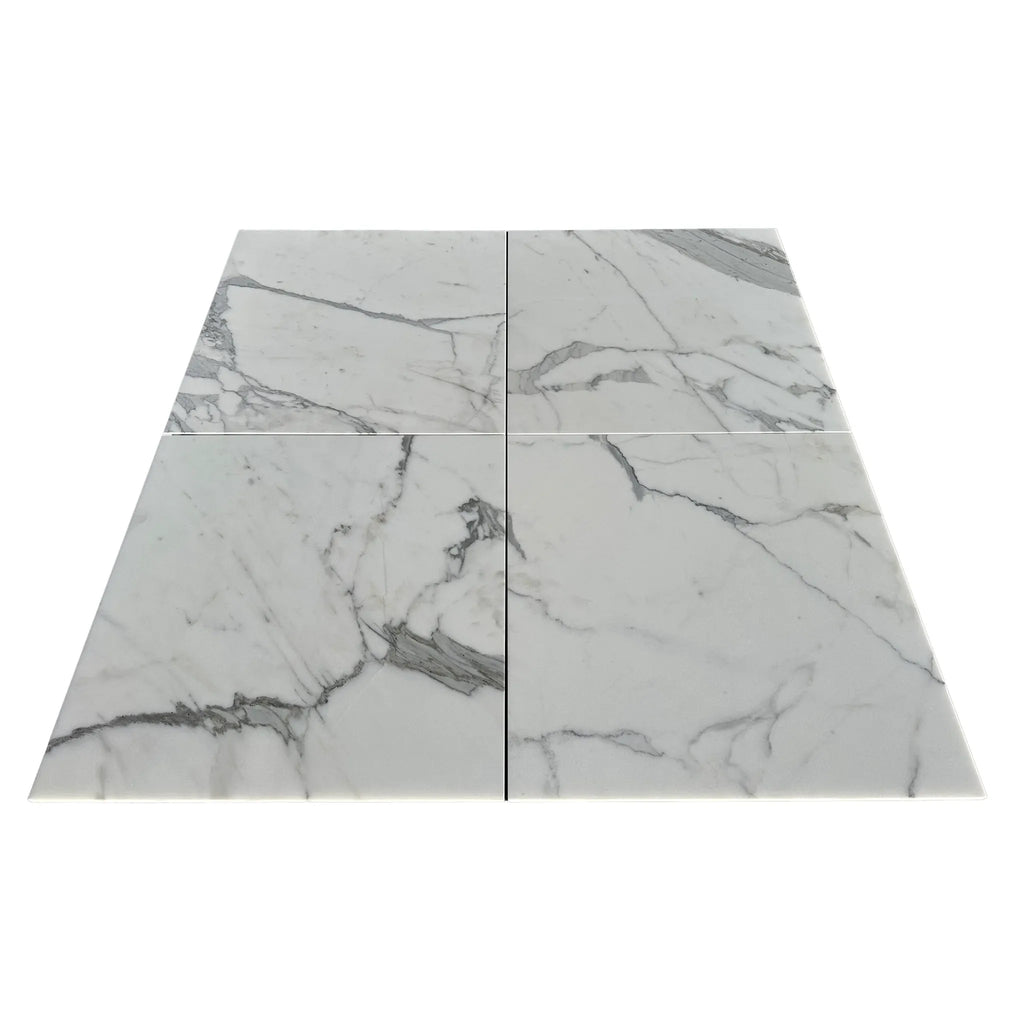 Four white marble tiles of Statuary-Statuario White 6X12 Italian Marble Polished or Honed