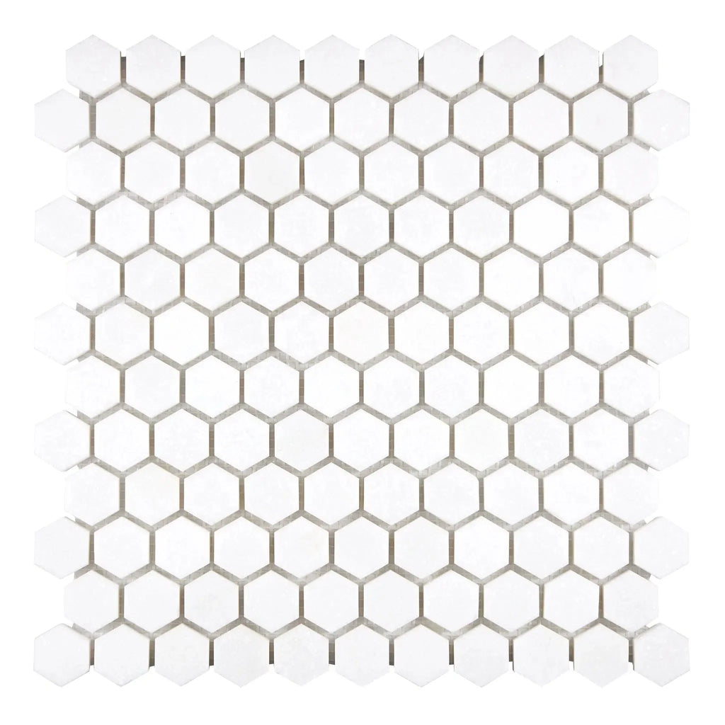 Thassos White 1 Inch Hexagon Mosaic Marble Polished or Honed White Tile Mosaic