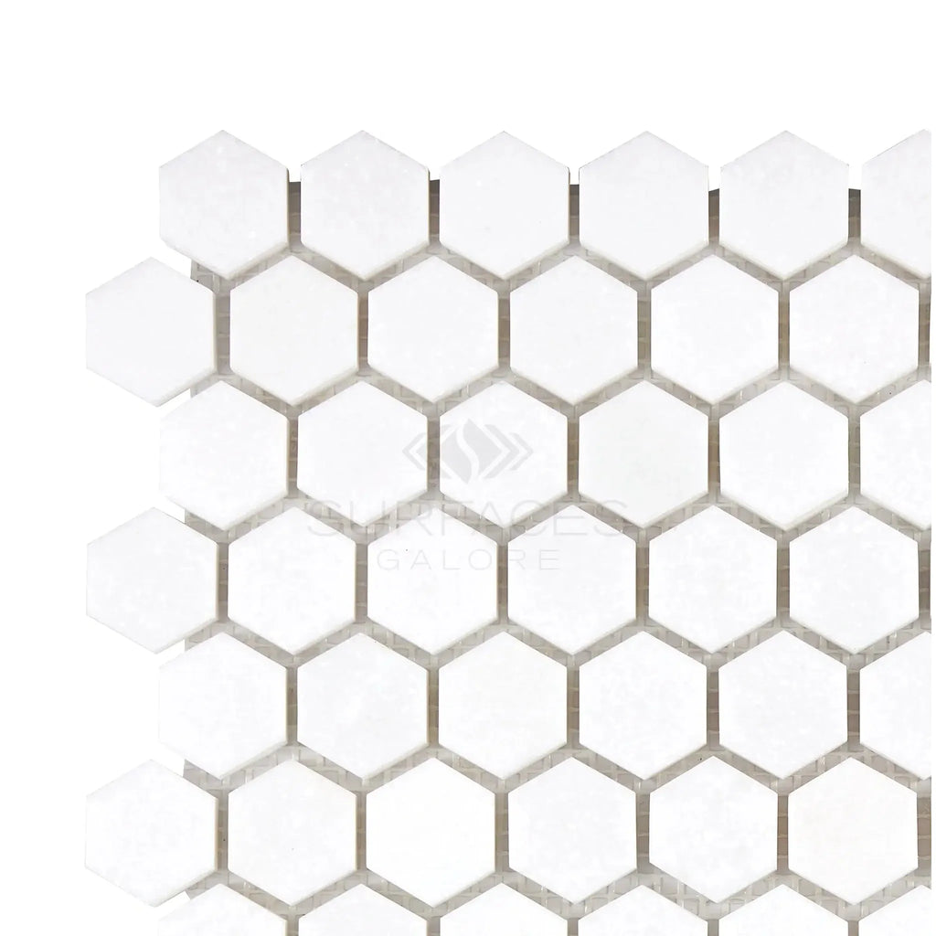 Thassos White 1 inch Hexagon Mosaic Marble Polished or Honed white tile mosaic