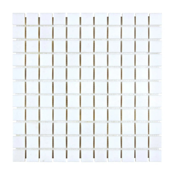 Thassos White 1X1 Mosaic Marble Polished or Honed White Square Mosaic Tile Sheet