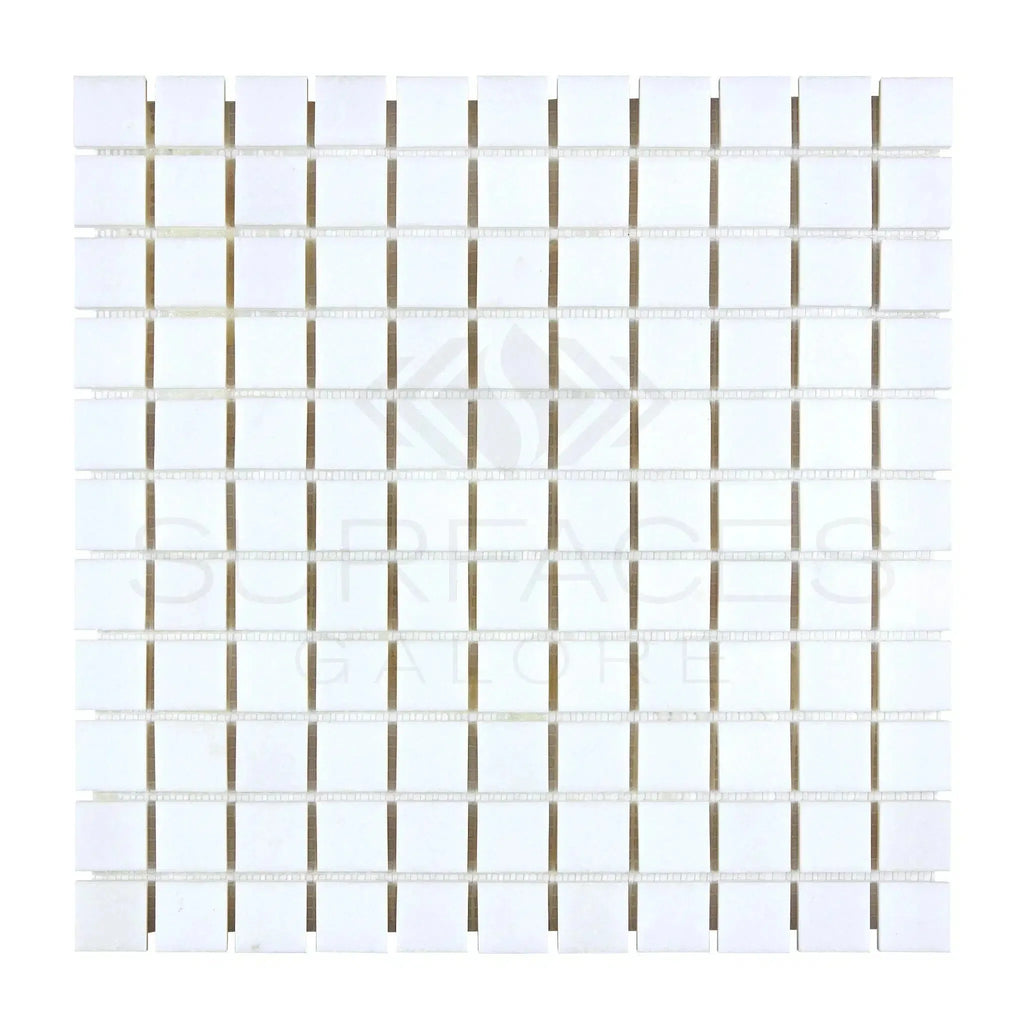 Thassos White 1X1 Mosaic Marble Polished or Honed white square tile sheet display