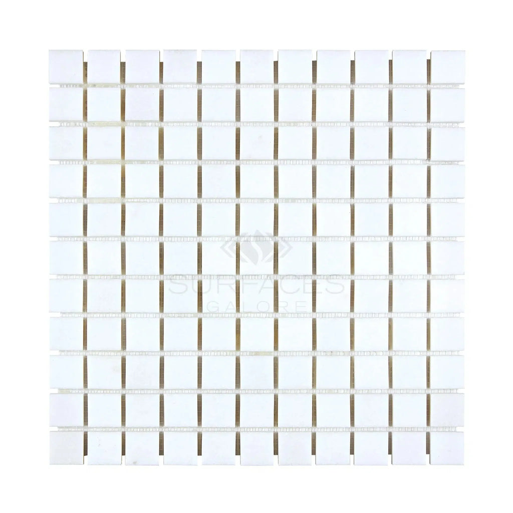 Thassos White 1X1 Mosaic Marble Polished or Honed White Square Tile Sheet