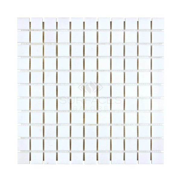 Thassos White 1X1 Mosaic Marble Polished or Honed White Square Tile Sheet