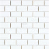 Thassos White 1X2 Brick Mosaic Marble Polished or Honed in a white subway tile pattern