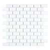 Thassos White 1X2 Brick Mosaic Marble Polished or Honed featuring white subway tile