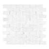 Thassos White 1X2 Brick Mosaic Marble Split-Faced stacked stone wall tile