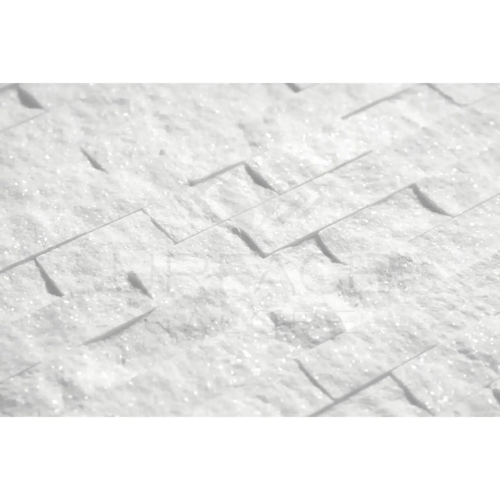 Textured white stone wall tiles in Thassos White 1X2 Brick Mosaic Marble Split-Faced