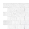 Thassos White 1X2 Brick Mosaic Marble Split-Faced displayed on a white brick wall tile