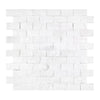 Thassos White 1X2 Brick Mosaic Marble Split-Faced featuring white brick mosaic tile