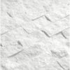 White textured stone wall featuring Thassos White 1X2 Brick Mosaic Marble Split-Faced