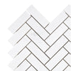 Thassos White 1X3 Herringbone Mosaic Marble Polished or Honed tile pattern