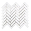 Thassos White 1X3 Herringbone Mosaic Marble in a polished and honed finish