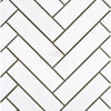 Thassos White 1X4 Herringbone Mosaic Marble in a polished and honed finish