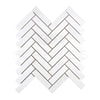 Thassos White 1X4 Herringbone Mosaic Marble Tile Pattern in White Polished Finish