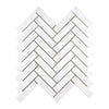 Thassos White 1X4 Herringbone Mosaic Marble Polished tile pattern in white